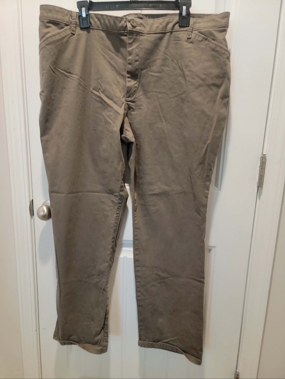 Lee Plus Size 20 Dark Khaki Flat Front Chino Style Straight Leg Pants 30" Inseam